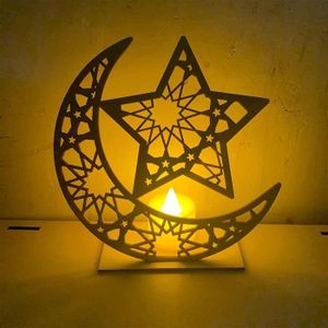 1,65 m 10 LED Eid Al-Fitr LED Étoile et Lune Guirlande Lumineuse Ramadan  Festival Décoration Lampes (Lumière Blanche)