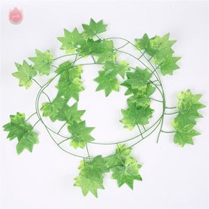 FLEUR ARTIFICIELLE Objets décoratifs,lierre artificiel plante artificielle Guirlande de feuilles de vigne verte en soie,1 pièce- 2.2M maple leaf