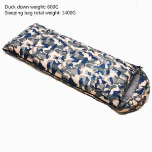 SAC DE COUCHAGE Canard 600G18 - Sac de couchage en duvet de canard pour adultes, camping en plein air, blanc, vert armée, typ
