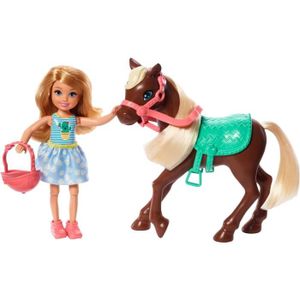 POUPÉE Barbie poupée adolescente Chelsea & Pony 15 cm bru