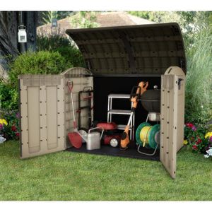 Coffre rangement jardin 2000L bois traité Gardy Shelter couvercle noir