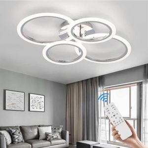 PLAFONNIER Plafonnier LED moderne, 4 anneaux d'éclairage dimmable avec télécommande, luminaire acrylique proche du plafond pour salon, chambre