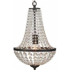 LUSTRE ET SUSPENSION Petit lustre baroque avec pampilles en verre et métal noir GRANSO