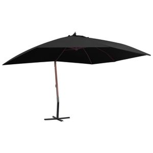 PARASOL Parasol suspendu avec mât en bois 400x300 cm Noir 