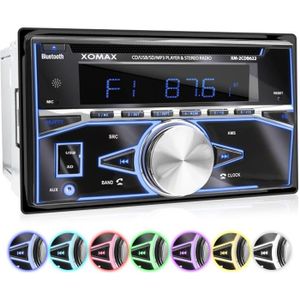 AUTORADIO XOMAX XM-2CDB622 Autoradio avec Lecteur de CD + Connexion Bluetooth + 7 couleurs d'éclairage (bleu, rouge, jaune, lilas, rose, ve