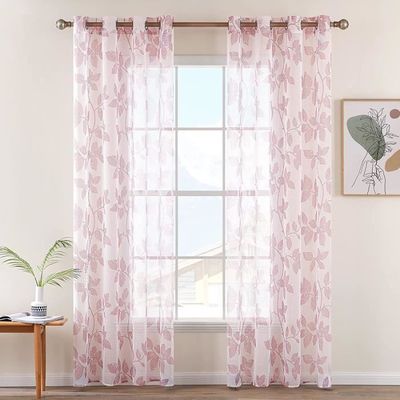 AJW-MIULEE Rideaux Feuilles Imprimé Draperies Belle Rideau Voile
