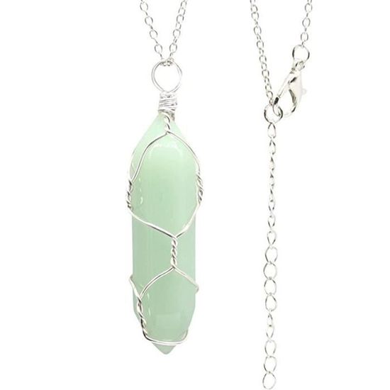 Collier En Pierre Naturelle & Cristal De Lune Avec Chaîne Réglable - Bijou énergétique 7 Chakras, Cadeau Pour Maman Et Femmes