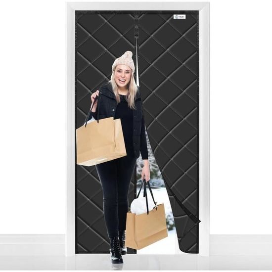 Rideau De Porte Magnétique Thermique - Coupe-vent, économie D'énergie, 110x210 Cm Gris