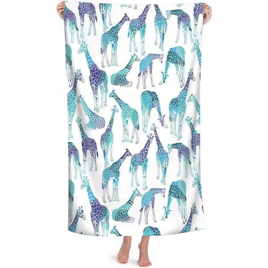 Serviette De Plage YISUMEI - Motif Girafe - 70x140 Cm - Coton Doux Et Absorbant
