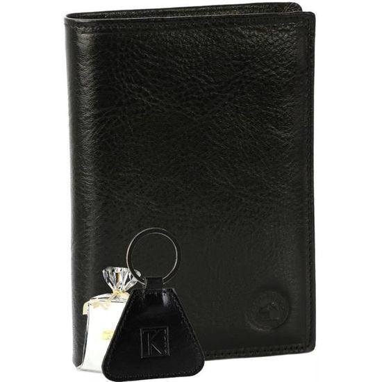 Portefeuille Homme Elephant D'Or En Cuir Noir - Modèle à Deux Volets, Avec Logo - Neuf Sans étiquette