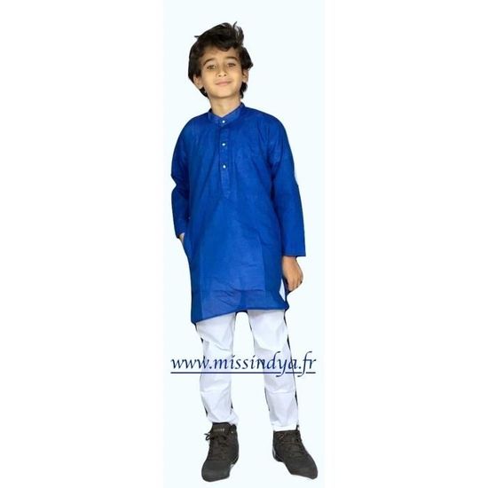 Kurta garçon Tenue enfant indien Bollywood Tunique et pantalon Bleu  Taille ans au 14 ans