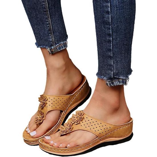 Tongs Sandales Orthopédiques Femme - Semelle épaisse Souple, Support Voûte Plantaire - Tailles 36 à 42 - Idéales Plage Piscine