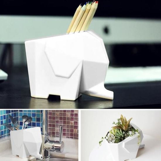 Mignon égouttoir à vaisselle en forme d'éléphant blanche Dispositif de stockage multifonctionnel 14 * 8 * 11cm