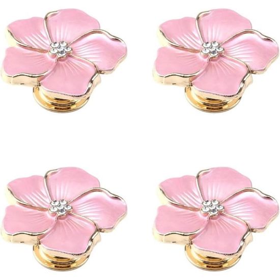 Lot De 6 Boutons Tige Or Rose Clair Motif Fleur Noir Et Blanc - 13 Mm - Pour Couture - Neufs