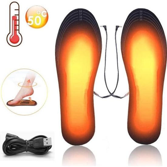 Coussin Chauffant électrique Noir Semelles électriques USB Chaussures Pour Sport En Plein Air Hiver Pour Unisexe M