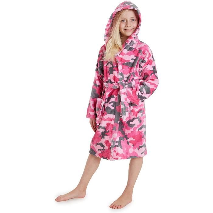 Peignoir Enfant Camouflage CityComfort - Coton Éponge, Capuche Et Poche - 7-13 Ans