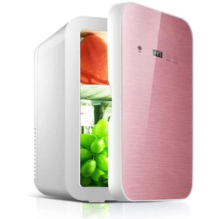 Mini Frigo 2 en 1 Refroidisseur/Réchauffeur Econome en Energie Rose Mini Congélateur Silencieux pour Camping/Voiture/Bureau/Hôtel 8L Mini-Réfrigérateur Voiture Portable avec Allume Aigare 