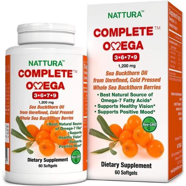 OMEGAS COMPLETS 3-6-7-9 * Huile d'argousier pure de haute qualité provenant de fruits entiers d’argousier sauvage, non raffinés