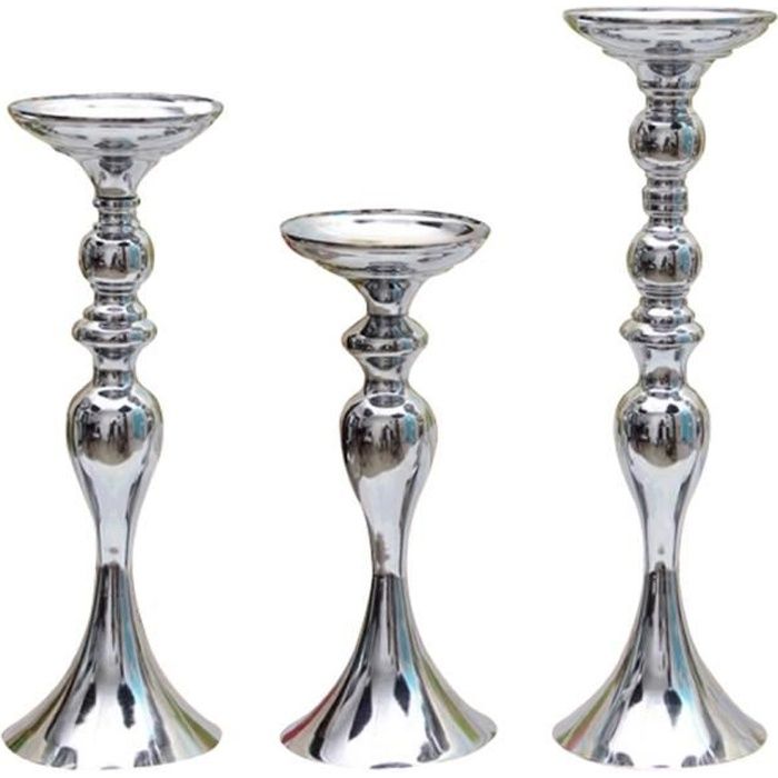 long pied bougie en métal thé lumière porte bougeoir fleur vase argent-s