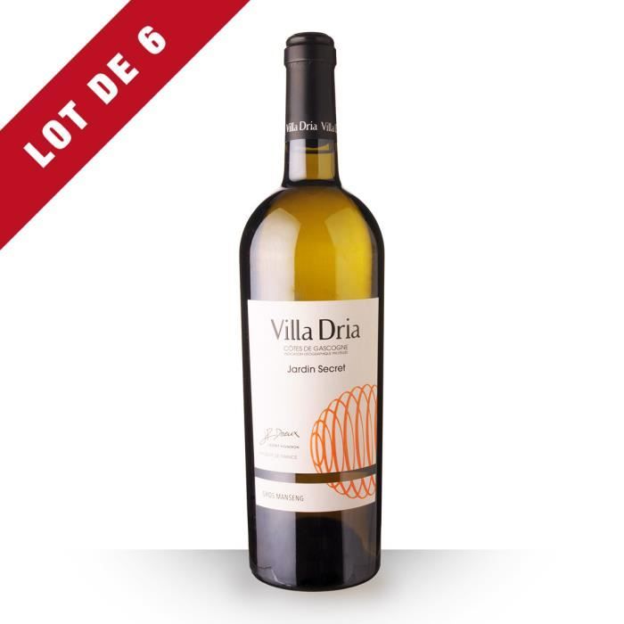 Lot de 6 - Villa Dria Jardin Secret 2018 IGP Côtes de Gascogne - 6x75cl - Vin Blanc