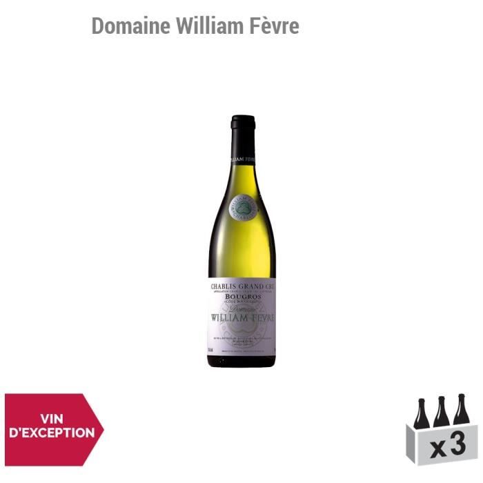 Chablis grand cru Bougros Côte Bouguerots Blanc 2013 - Lot de 3x75cl - Domaine William Fèvre - Vin AOC Blanc de Bourgogne - Cépage