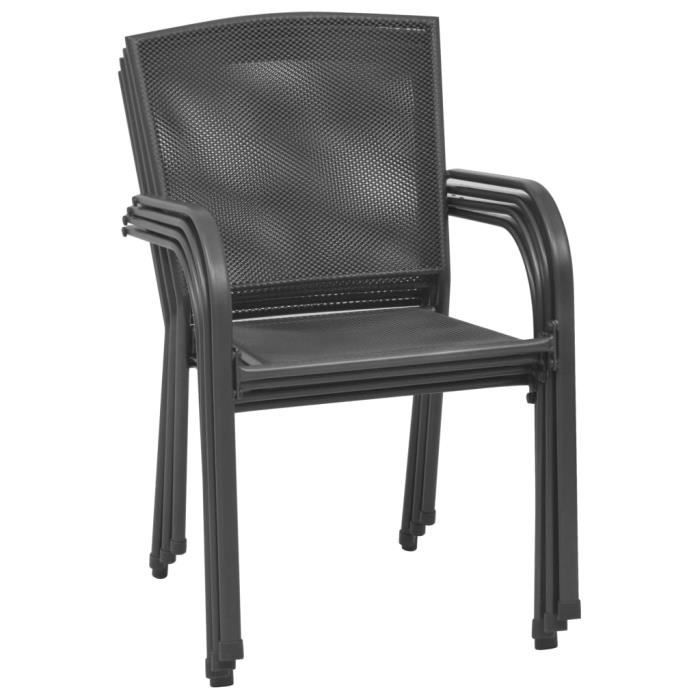 Super -Lot de 4 Chaises d'extérieur Chaise de jardin - Fauteuil de Jardin Design maillé Anthracite Acier @960753