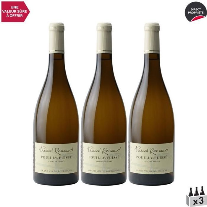 Pouilly-Fuissé Vieilles Vignes Blanc 2019 - Lot de 3x75cl - Domaine Pascal Renaud - Vin AOC Blanc de Bourgogne