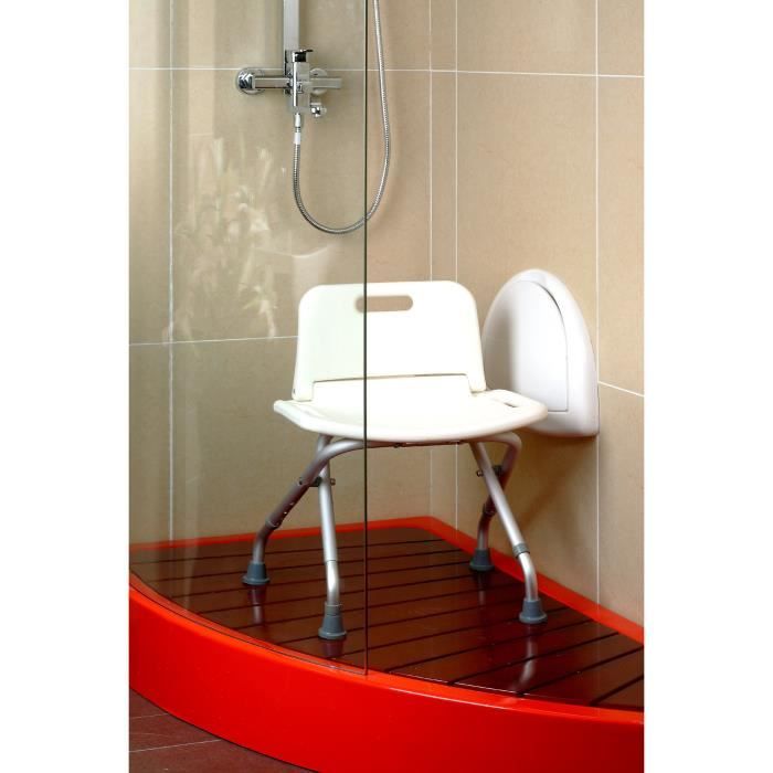 Chaise de douche pliante AUTONOMIE ET BIEN ÊTRE TMI 3471 - Tubes aluminium et assise ABS - Hauteur ajustable - Blanc