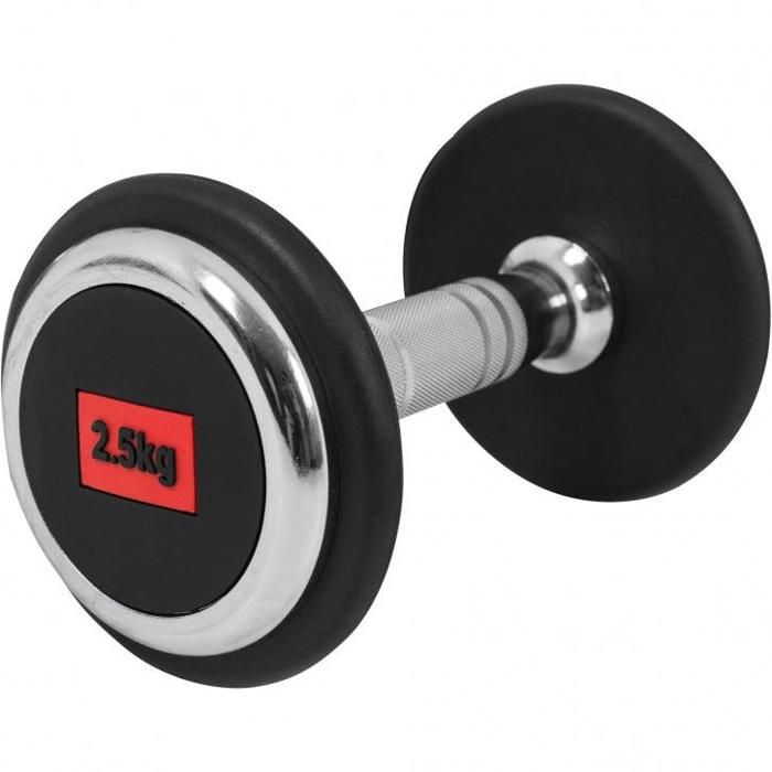Haltère professionnelle en caoutchouc monobloc, 1 x 2.5kg