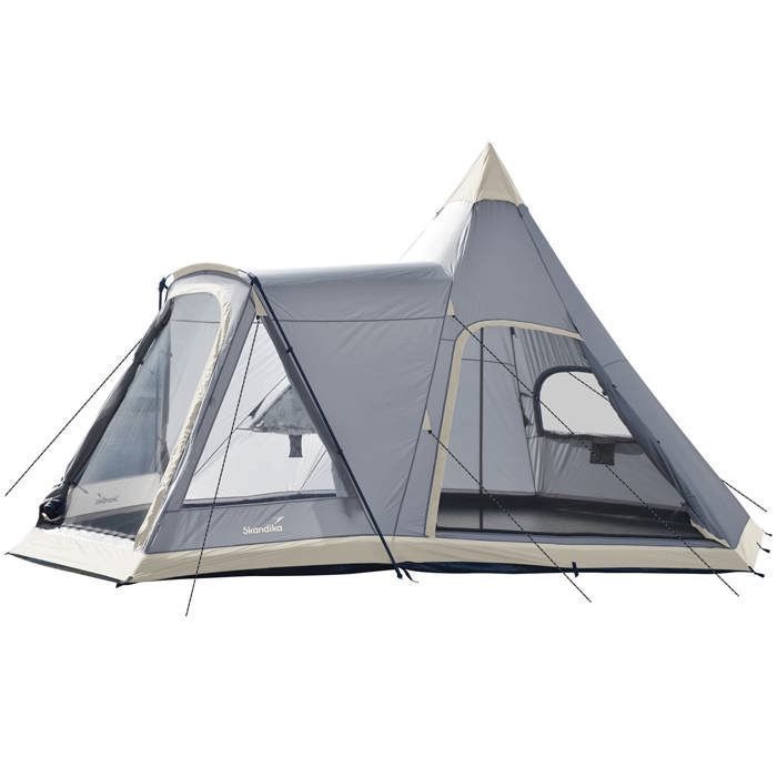 Skandika Navaho - Tente Familiale Tipi - 5 Personnes - 720 X 470 Cm - Gris