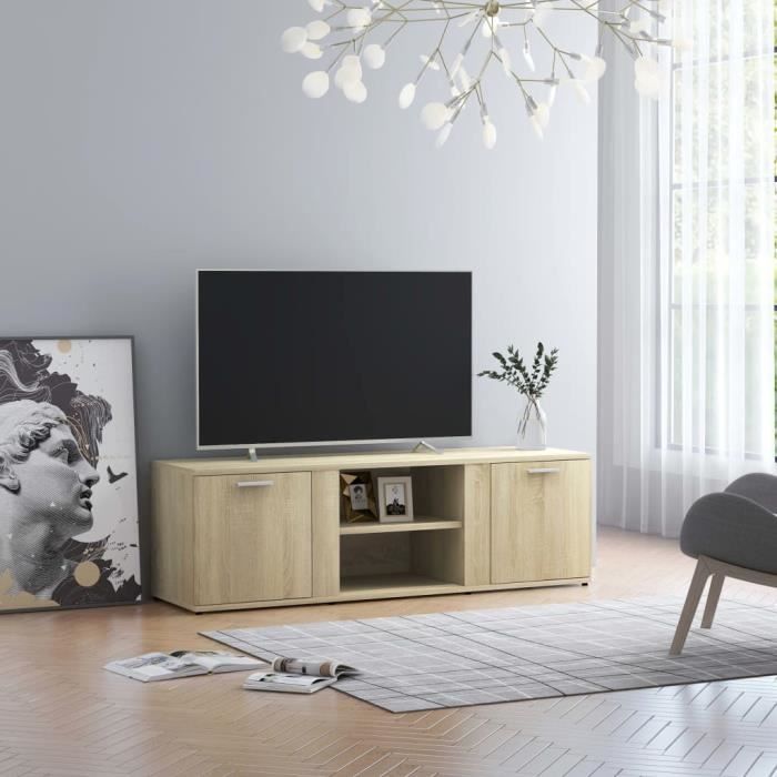 Luxueux Magnifique-Meuble TV Contemporain Meuble de salon séjour Chêne sonoma 120x34x37 cm Aggloméré