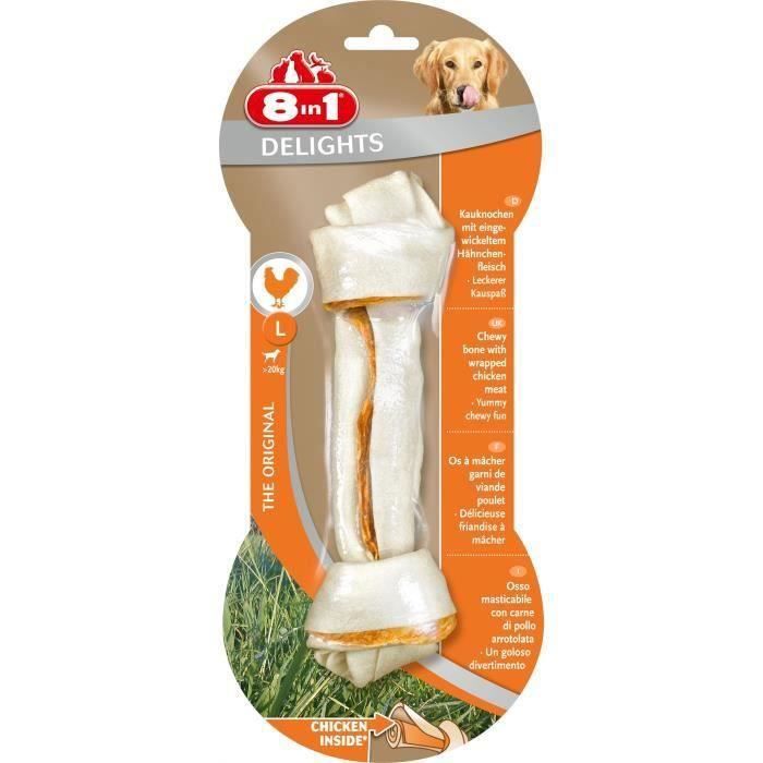 8in1 Os à mâcher au poulet Delights L-Pour chien-Carton de 6 sachets NN98