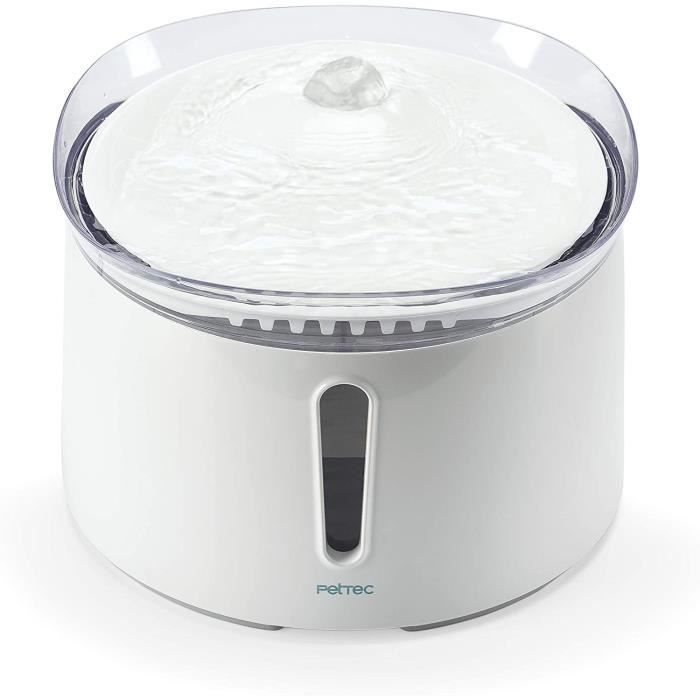 PetTec Fontaine à Eau pour Chat et Chien, avec Eau Courante incluant Filtre au Charbon, Volume de 2 Litre, Support Stable, Distribut