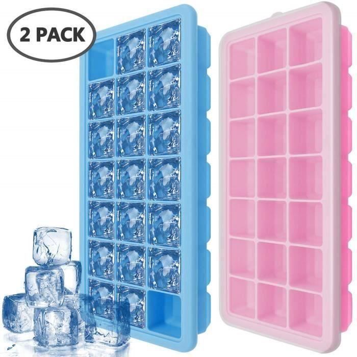 Bac à Glaçons en Silicone avec Couvercle étanche, Moules à plateau de glace de qualité alimentaire FDA - Utilisation pour Aw32844
