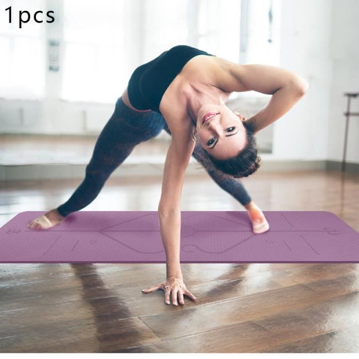 Tapis de yoga épaissi élargi long antidérapant tpe tapis de yoga tapis de fitness tapis violet foncé
