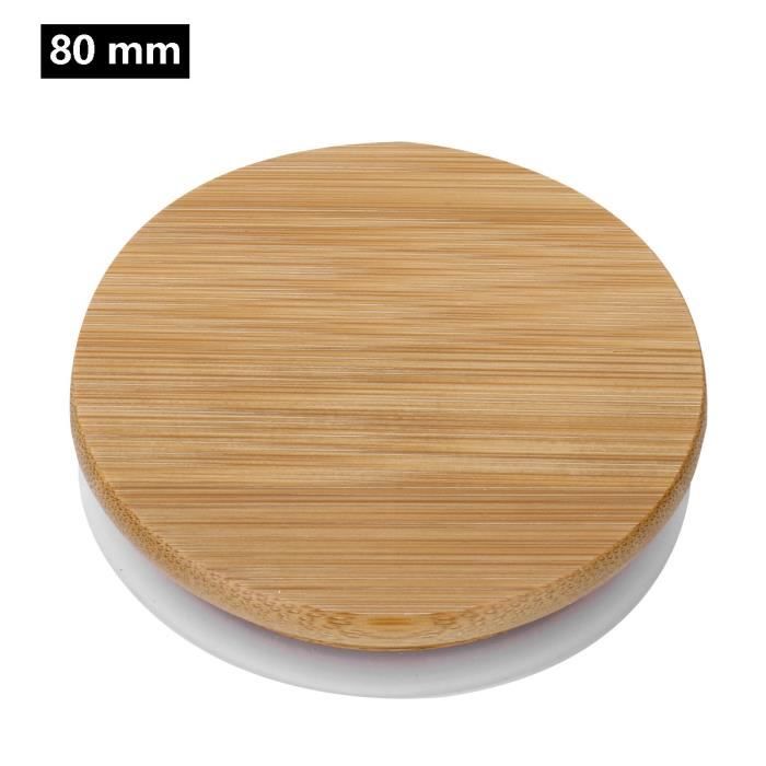 Boite à aliments,Couvercles réutilisables de couvercles de bambou couvercles de pot de maçon couvre les couvercles - Type 80mm