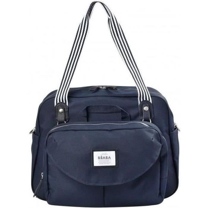 BEABA, Sac à langer Genéve II, Modulable, Grande contenance, Rangements multiples, Pochette avant amovible, Bleu marine