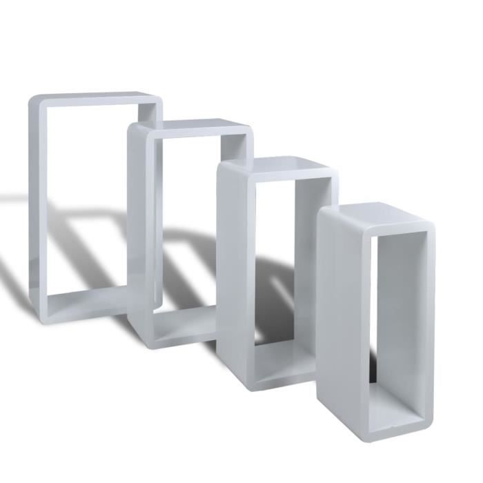 Etagères Design Murale 4 Cubes blanc HILILAND --LIS POIS: 4 ★