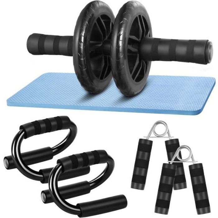 Kit d'entraînement abdominal Clispeed Rouleau de roue AB avec barres de soulèvement Poignées APPAREIL ABDO - PLANCHE ABDO