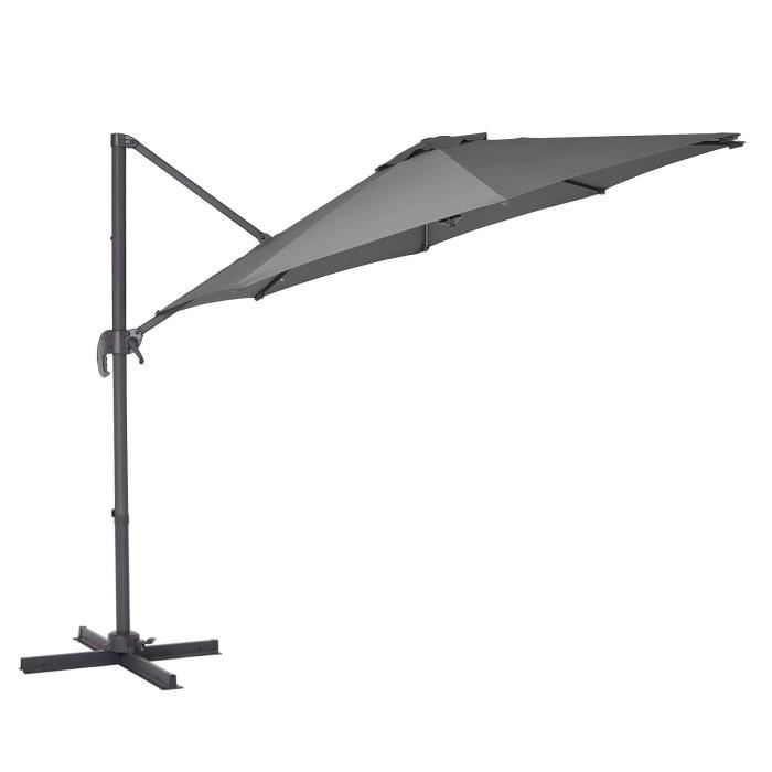 Parasol Déporté, Parasol de jardin Inclinable 3M,pour Balcon, Terrasse, Piscine, Gris - Mondeer