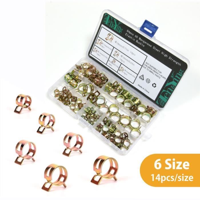 84 pièces collier de serrage boucle élastique tuyau de pour conduites de carburant plomberie d'aspiration en COFFRET OUTILLAGE