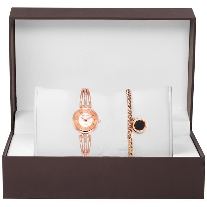 Montre Femme + Bracelet Femme Titane, Montre Quartz Etanche, Coffret Cadeaux Saint Valentin Noël