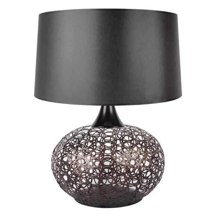 TOSEL Lampe à poser 1 lumière - luminaire intérieur - tissu noir - Style industriel - H70cm L50cm P50cm