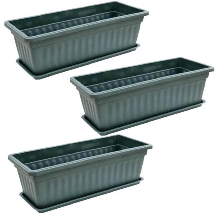 Jardinière de la boîte de fenêtre, 3pcs Rectangular Windowsill Flower Pot Pot Pottables Conteneur de culture pour Patio Jardin Green