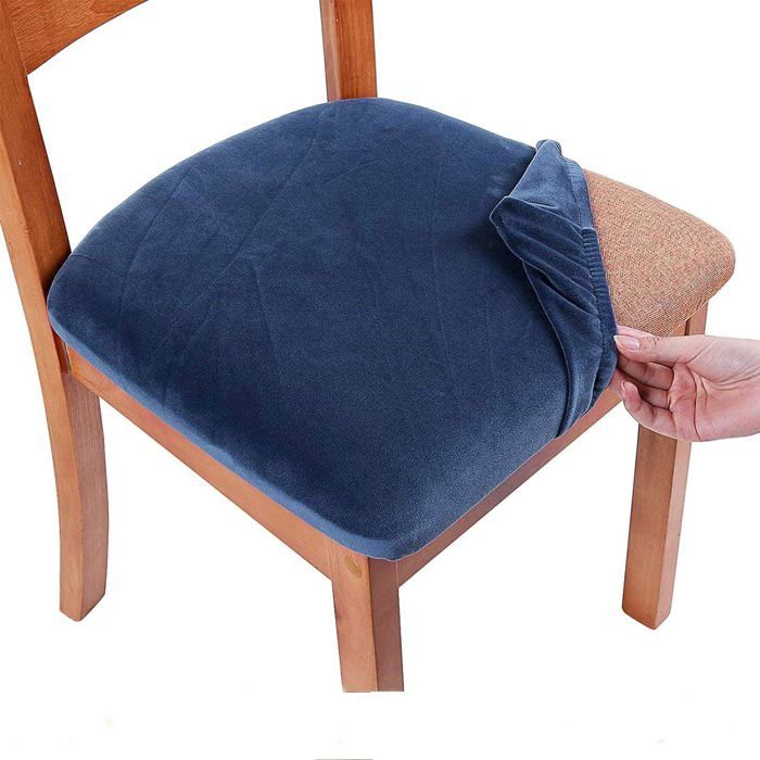Housses De Chaise Velours Extensible - Pour Dossier Rond Avec Accoudoirs - 2/4/6 Pièces - Protection & Déco Salon/salle à Manger
