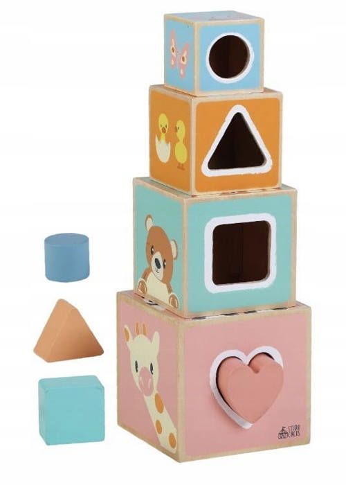Jouets éducatifs enfants bebe fille blocs en bois 4 trous pour enfants à partir de 12 mois