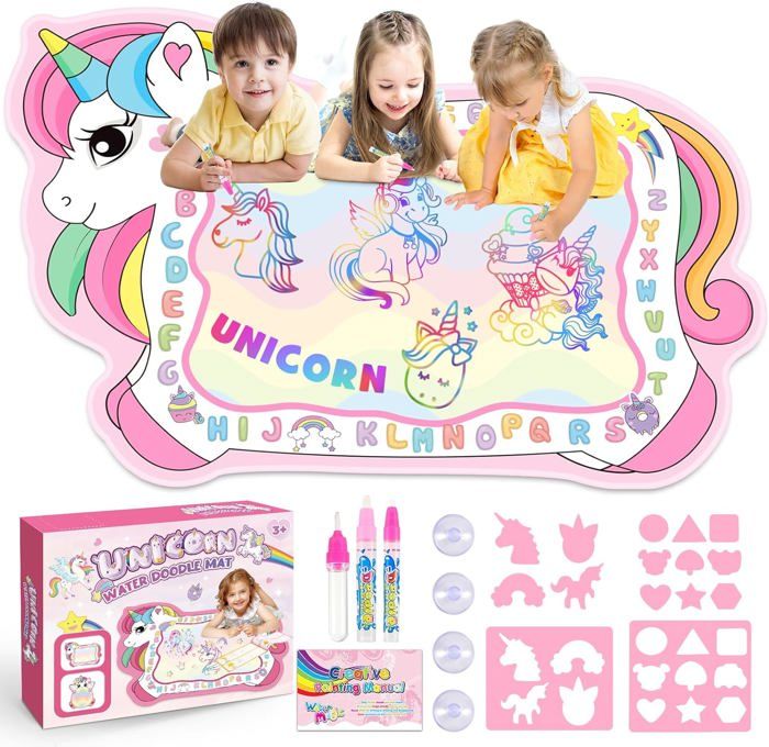 MOMOSTAR – Circuit De Train En Bois Licorne Rose 74 Pièces, Avec Châteaux, Licornes Et Princesses – Cadeau Fille 3-5 Ans