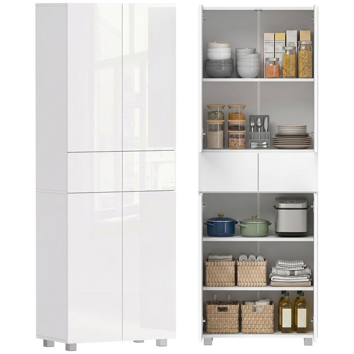 HOMCOM - Buffet - MDF - 60x35x170cm - Blanc laqué