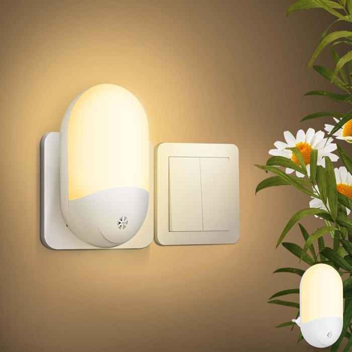 Veilleuse LED Avec Capteur Crépusculaire - 3 Couleurs (blanc, Vert, Bleu) - Prise SCHUKO - 0,6W - Pour Chambre, Couloir