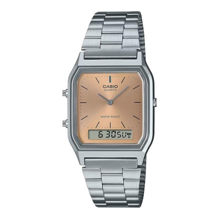 Montre - Casio - AQ-230A-4AMQY - Double affichage - Étanche 5 Atm - Bracelet acier inoxydable